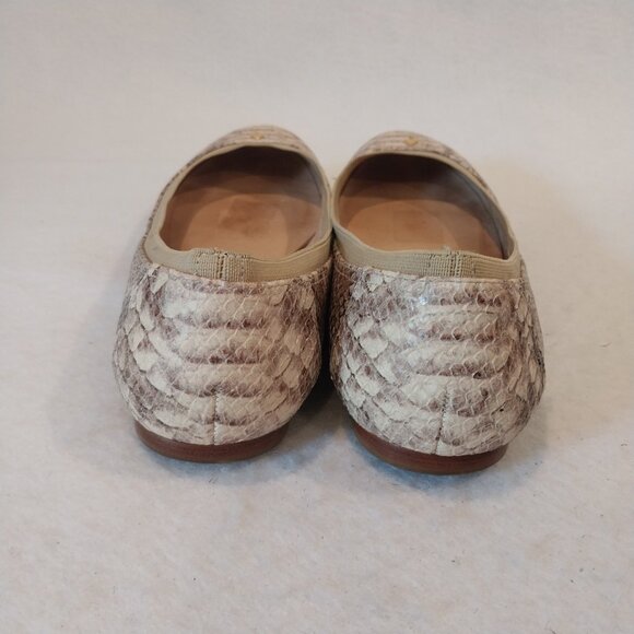 Kate Spade Ballet Flats Shoes Womens 10 Beige Python Embossed Kora Leather Logo - Picture 9 of 11